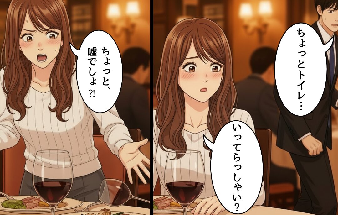 食事デート中、毎回トイレに【15分】こもる彼？⇒「嘘でしょ…！？」衝撃の“真相”を目撃し…彼女「別れよう」