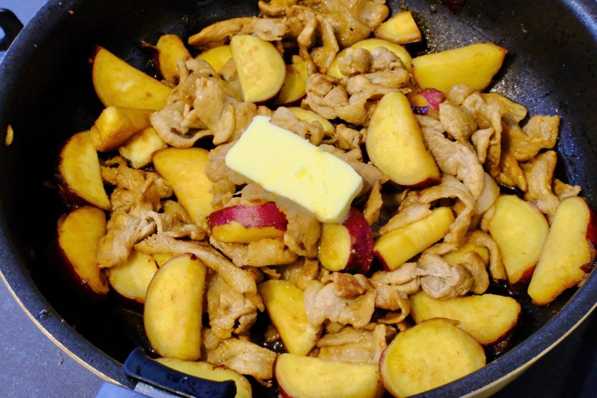 北斗晶 さつまいもと豚バラの炒め物