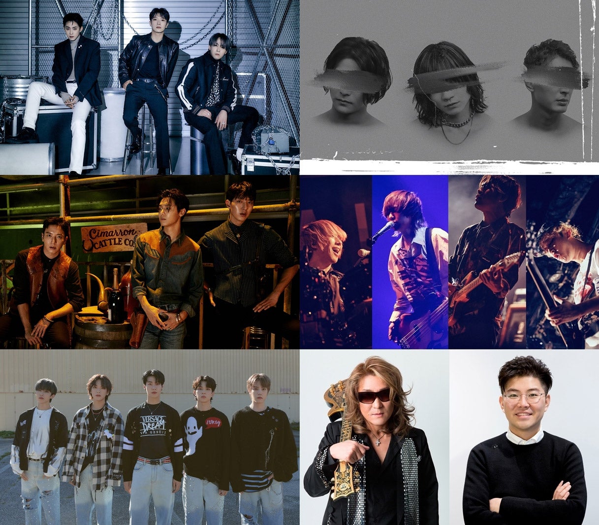 （上段左から）FTISLAND、感覚ピエロ（中段左から）CNBLUE、KEYTALK（下段左から）N.Flying、はたけ、ハン・ソンホ（提供写真）