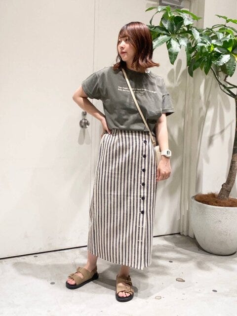 BAYFLOW　ベイフロー　レディース　おすすめ　オススメ　2023　夏　ボトムス　スカート　タイトスカート　ストライプ