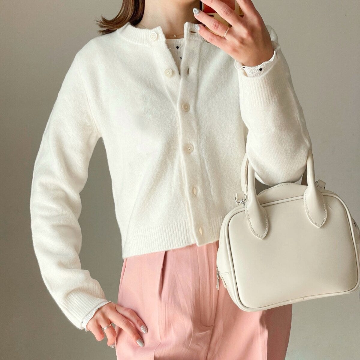 GUパフニットクルーネックカーディガン