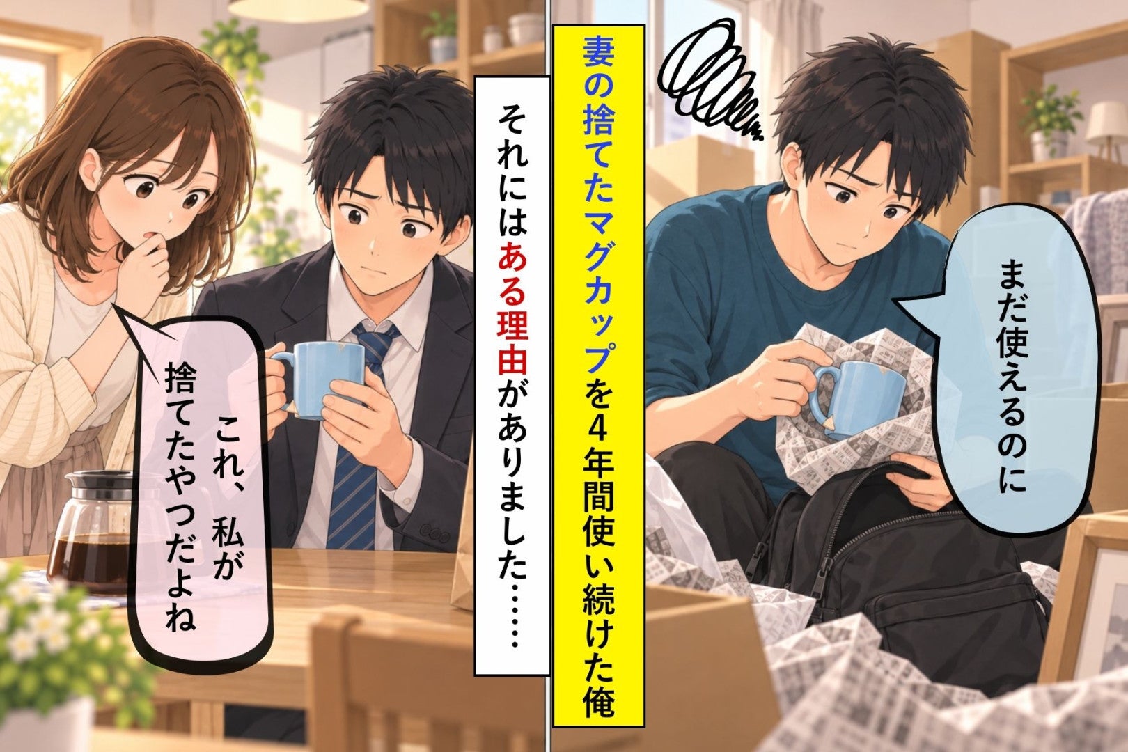 「まだ使えるのに」とだけ言った俺が、妻の捨てたマグカップを４年間使い続けた理由