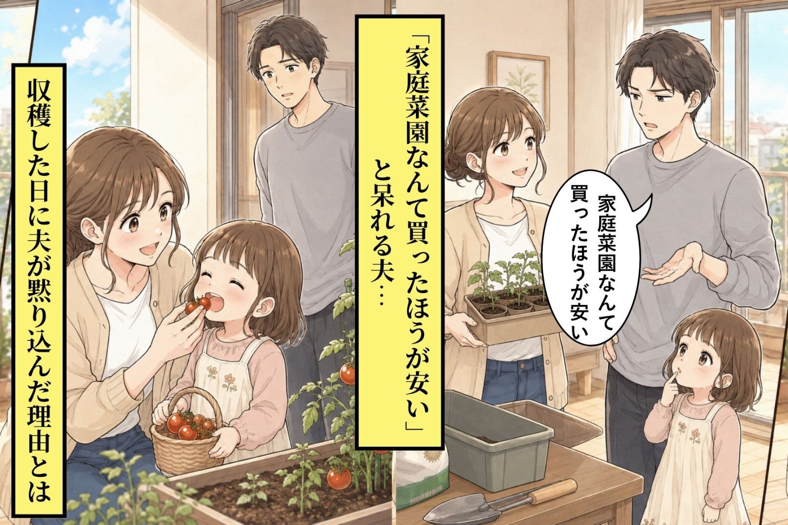 「家庭菜園なんて買ったほうが安い」と呆れる夫→収穫した日に夫が黙り込んだ理由