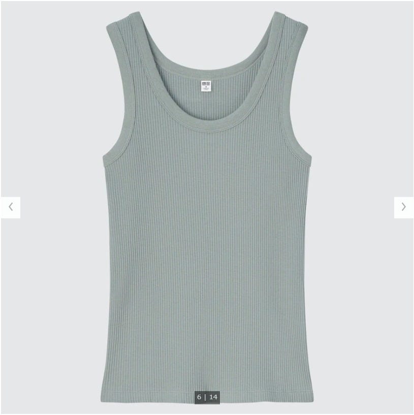 ユニクロ　uniqlo　レディース　アイテム　おすすめ　オススメ　トレンド　人気　コスパ　使える　おしゃれ　お洒落　オシャレ　2022　夏　トップス　即戦力　すぐ使える　人気　ノースリーブ　リブタンクトップ　タンクトップ　リブ　グリーン
