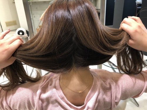 写真のように髪を2つに分けます。