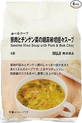 無印の食べるスープ　豚肉とチンゲン菜の胡麻味噌担々スープのパッケージ