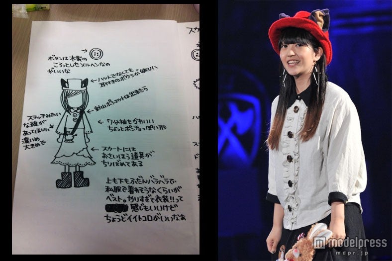 事前にデザイン画を公開していた佐藤亜美菜。耳付きハットとグラデーションヘアが今年らしい