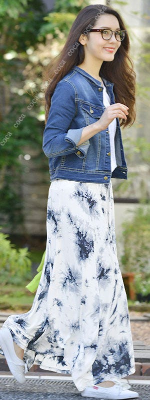 背の高さで長さ選べる無地フレアロングスカートcocaオリジナル「coca」1,990円(税込)