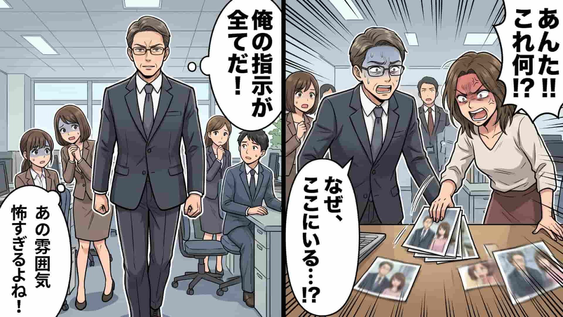 【衝撃ラスト】みんなが恐れる激コワ営業部長。ある朝、オフィスに奥さんが乗り込んできて【まさかの発言】を...！？