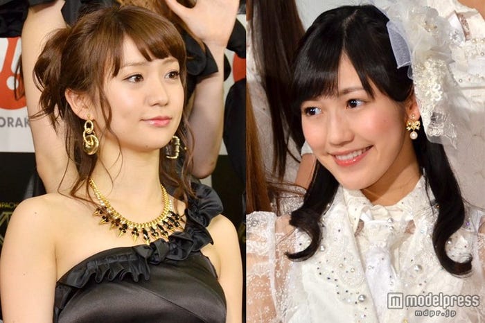 総選挙についてコメントした大島優子(左)、渡辺麻友(右)