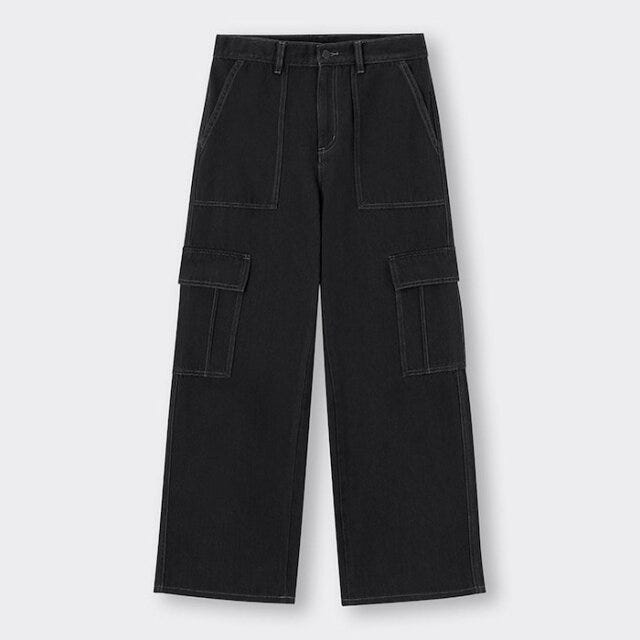 GUの黒ワイドパンツ