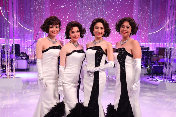 (左から)sara、村川絵梨、望海風斗、福原みほ(C)フジテレビ