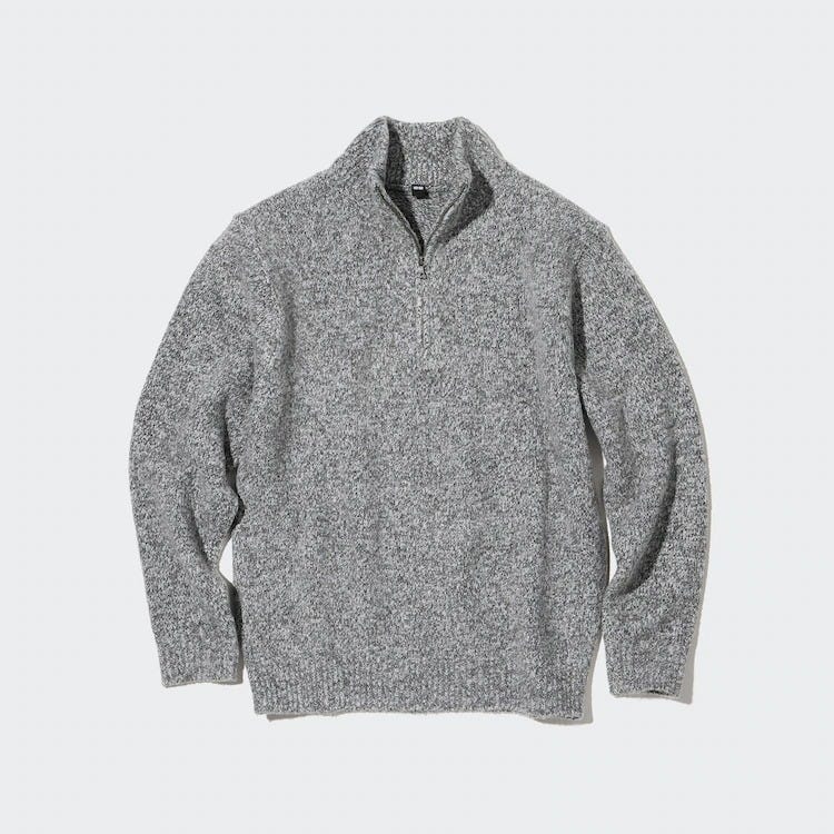 ユニクロ　uniqlo　おすすめ　オススメ　コスパ　2022　冬　メンズ　ニット　セーター　スフレヤーンハーフジップセーター　スフレヤーン　ハーフジップ　ハーフジップニット