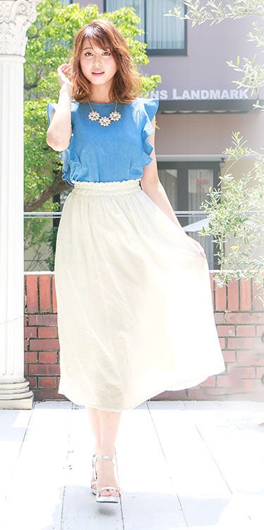 マキシ丈ガーゼフレアスカート「神戸レタス」2290円（税込）／画像提供：神戸レタス