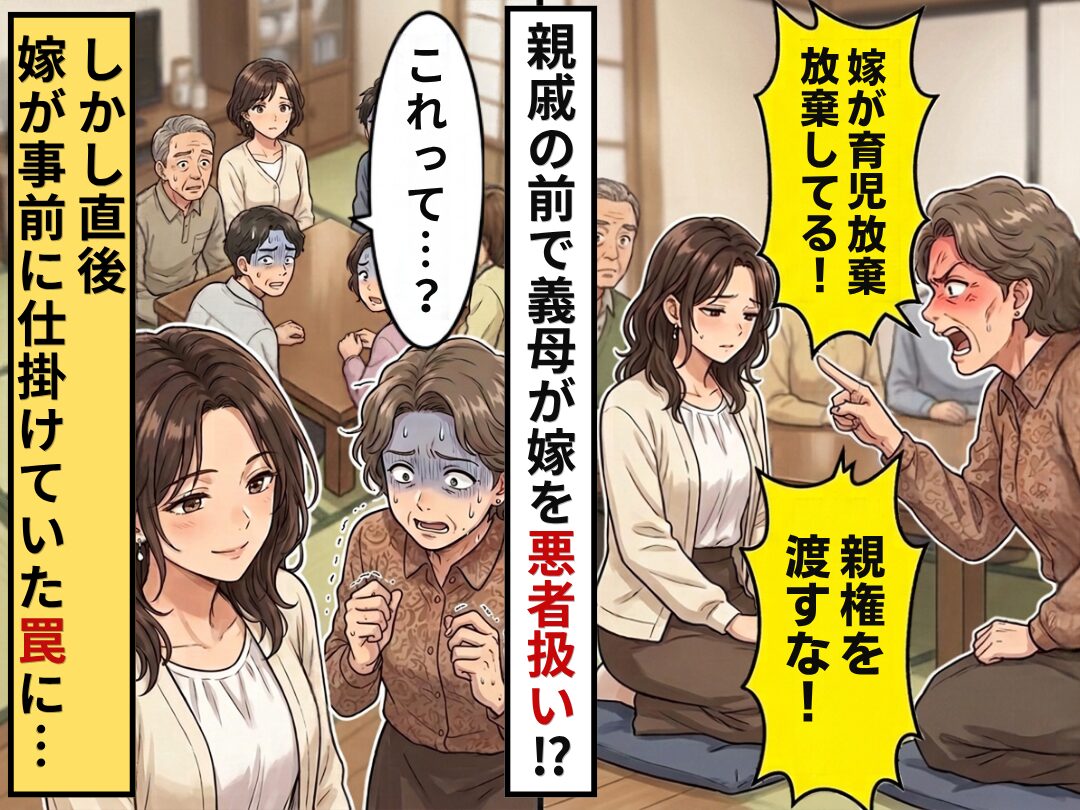 親戚の前で…嘘つき義母「嫁が育児放棄してる！親権を渡すな！」しかし直後⇒嫁が事前に仕掛けていた罠に、親戚「これって…？」