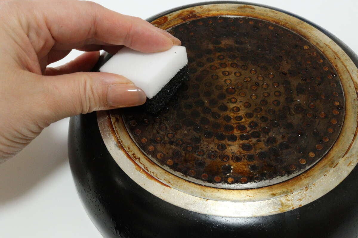 コゲお掃除シート＋メラミン（落ち落ちV）　使用例