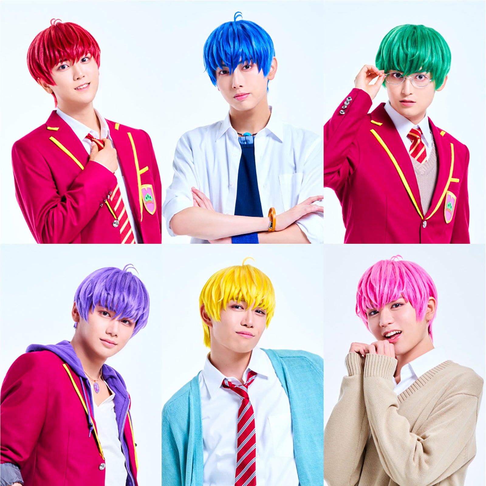 （上段左から）草地稜之、中本大賀、松井健太（下段左から）磯野亨、木村優良、松本勇輝（C）赤塚不二夫／「おそ松さん」on STAGE製作委員会2023