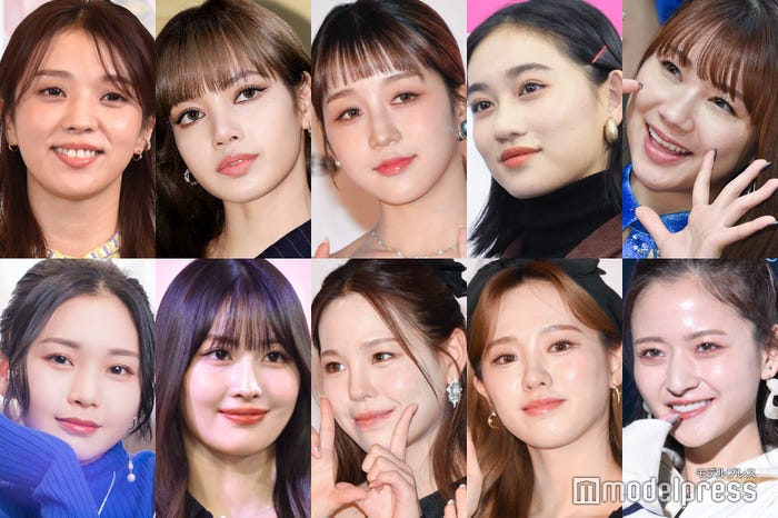 2023年版にランクインした(上段左から)小林由依、リサ、ヒカル、佐々木莉佳子、石田亜佑美(下段左から)平井美葉、モモ、マコ、リオ、金川紗耶 リサのみ/Photo by Getty Images ほか(C)モデルプレス