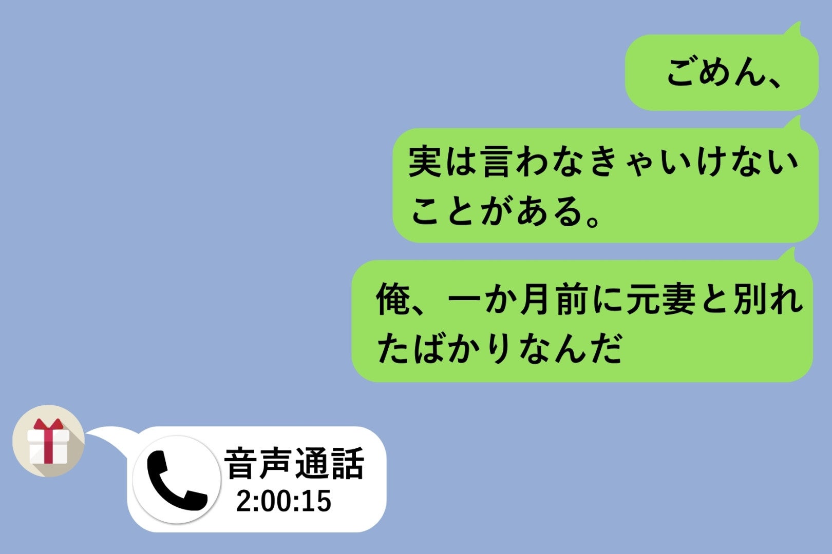 結婚の準備中、彼女に「実は一か月前に元妻と別れたばかり」と連絡した→全部バレるなら言うしかなかった