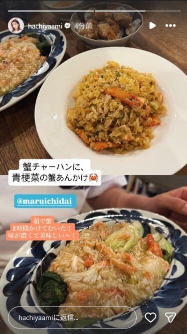 蜂谷晏海Instagramストーリーズより