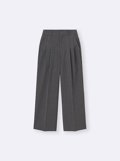GU タックワイドチェックパンツ GUのタックワイドチェックパンツ