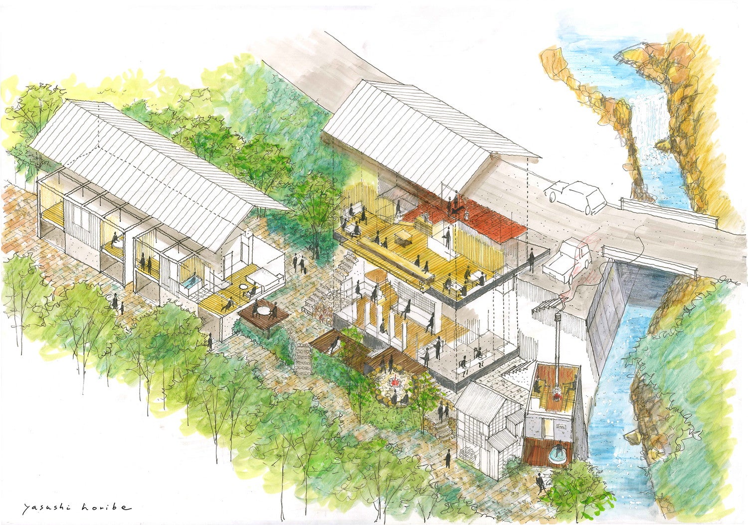 「Satologue」の施設イメージ（スケッチ）／提供画像