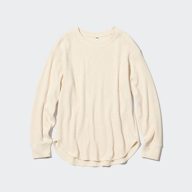 ユニクロ　uniqlo　レディース　おすすめ　オススメ　コスパ　2023　春　トップス　ロンT　Tシャツ　ワッフルクルーネックT　ワッフルT