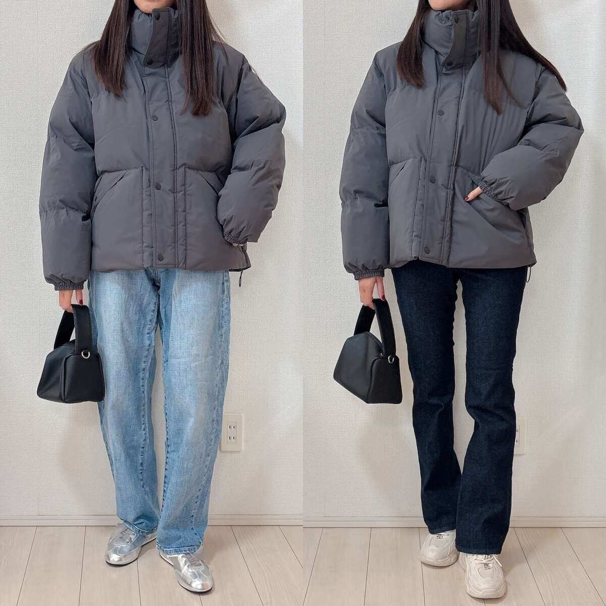 GUウォームパデッドスタンドブルゾンのデニムNGコーデ