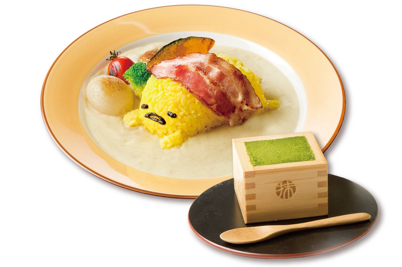 ぐでホワイトカレー＋宇治抹茶のティラミス￥1,400（税抜）（C）2013，2017 SANRIO CO．，LTD．APPROVAL NO．S580818