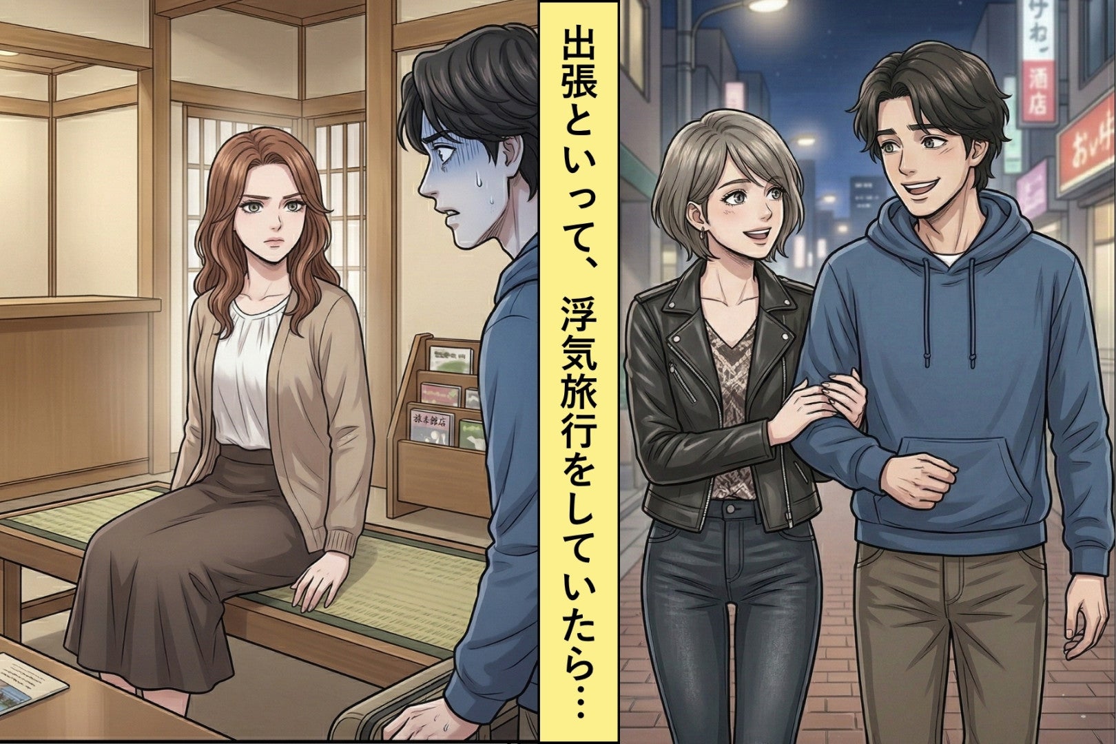 「出張」と嘘をついて浮気旅行を続けた私→旅館のロビーで彼女と目が合った瞬間、すべてが終わった