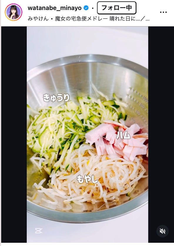 渡辺美奈代Instagramより