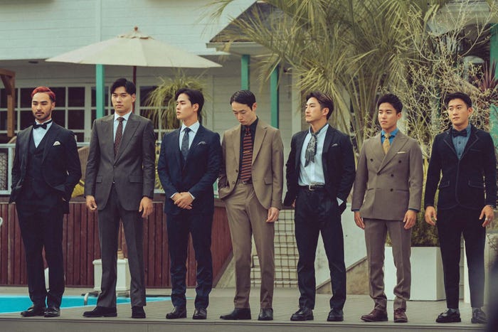 (左から)アラン、イクオ、シュン、リョウタ、テホン、カズト、ダイ/Netflixリアリティシリーズ「ボーイフレンド」 世界独占配信中
