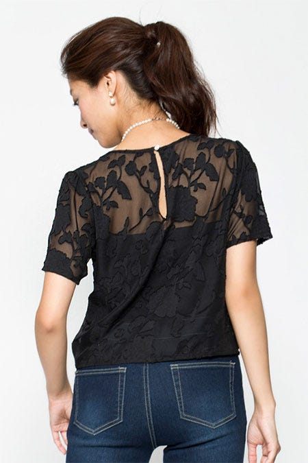 花柄ジャガードシフォンブラウス「riana」4,550円(税込)