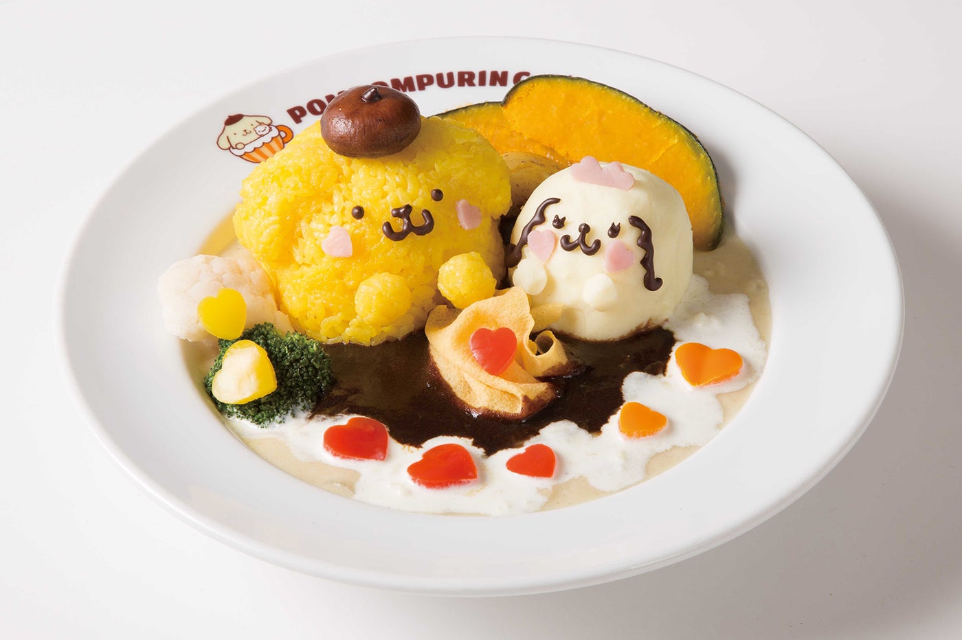 ポムポムプリンとマカロンのラブラブ2色カレー　1,390円（C）1996, 2013, 2019 SANRIO CO., LTD. APPROVAL NO.Ｓ593875