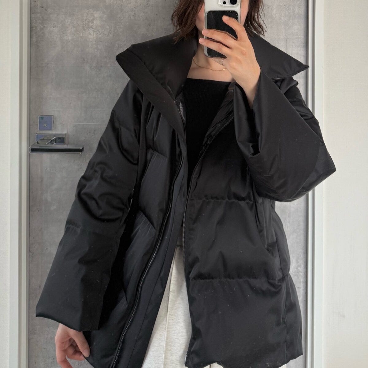 ユニクロダウンボリュームジャケット ユニクロダウンボリュームジャケット Sサイズ着用感