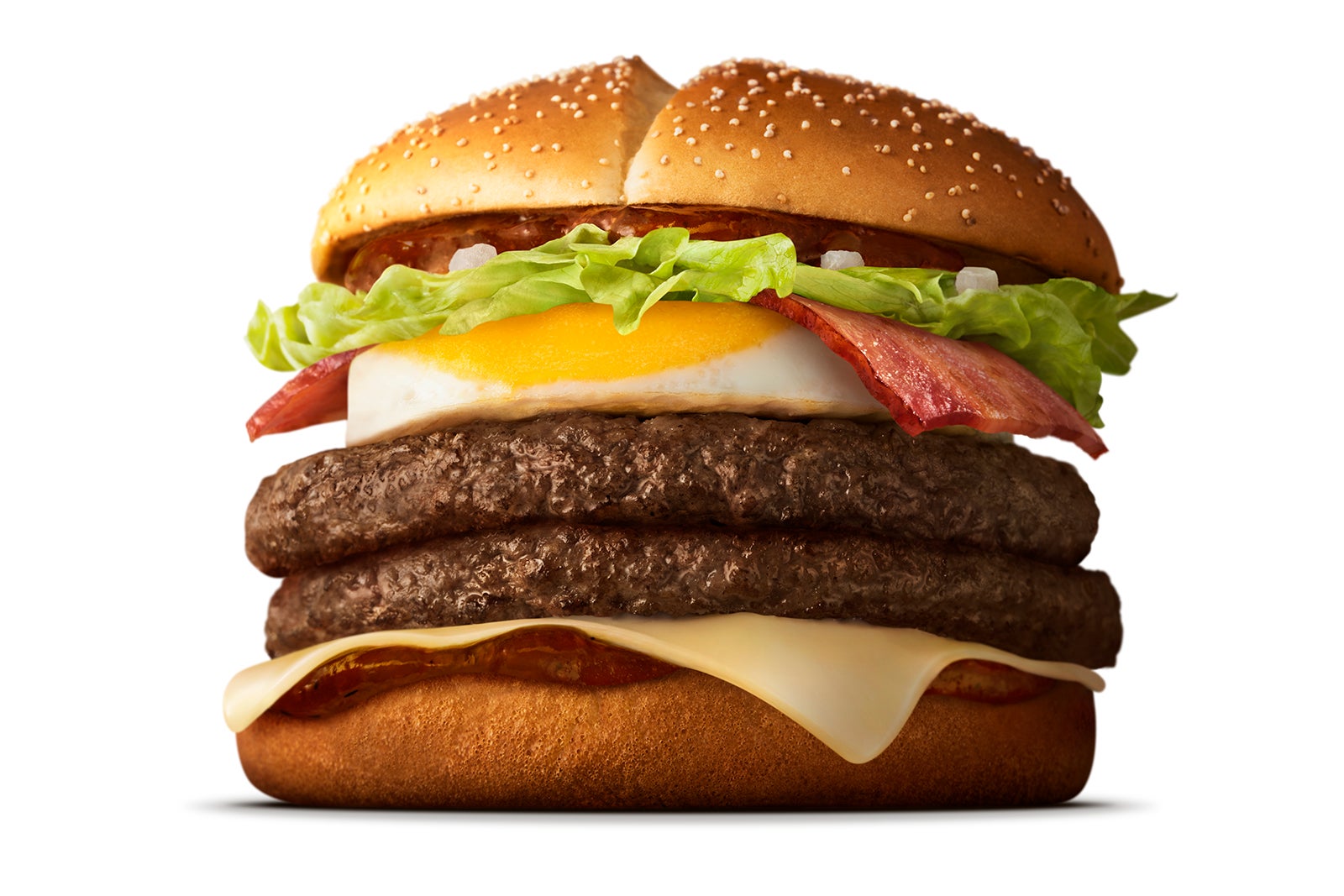 炙り醤油風 たまごベーコンダブル肉厚ビーフ（提供写真）