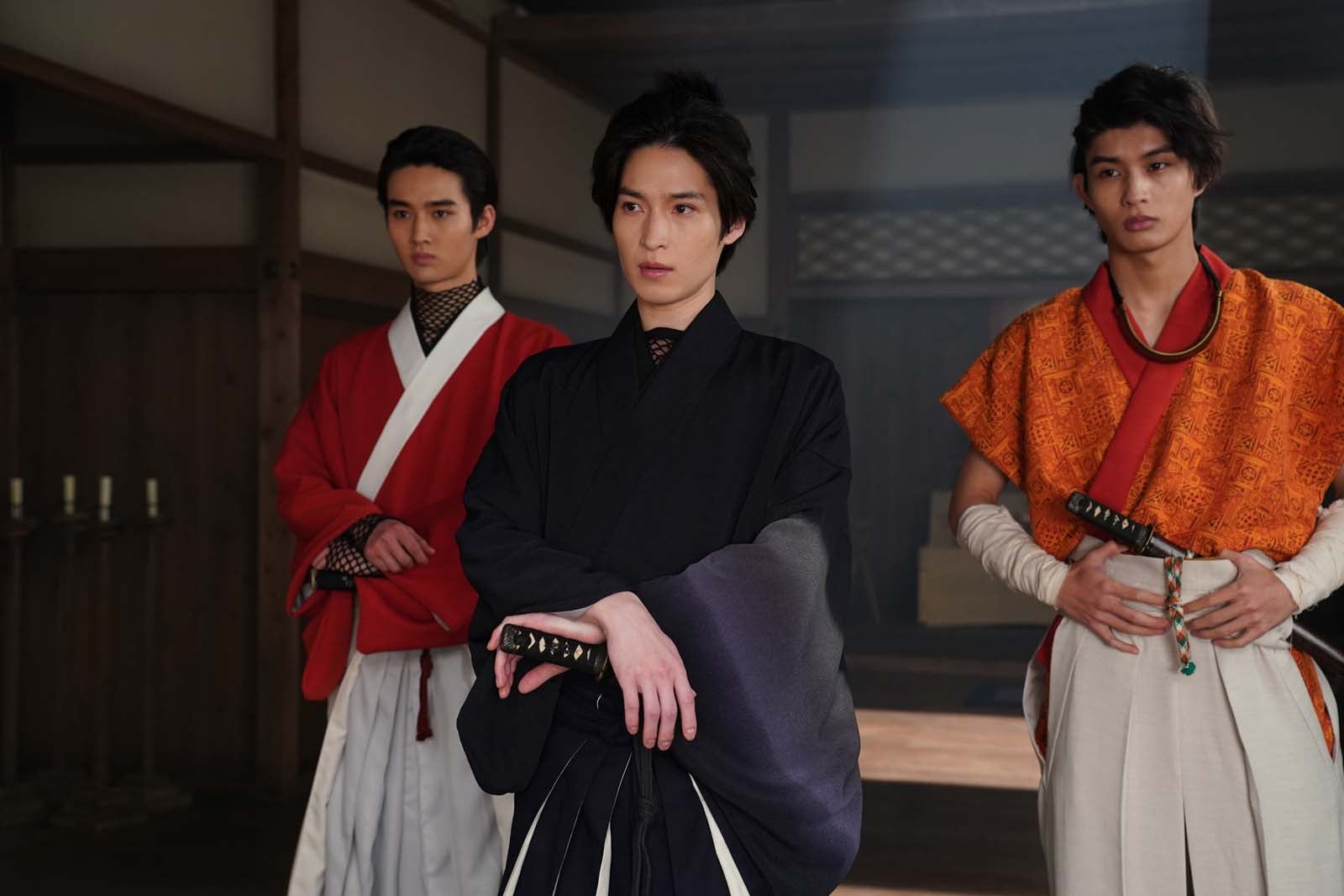（左から）藤岡真威人、阪本奨悟、柊太朗「君とゆきて咲く～新選組青春録～」第2話より（C）テレビ朝日