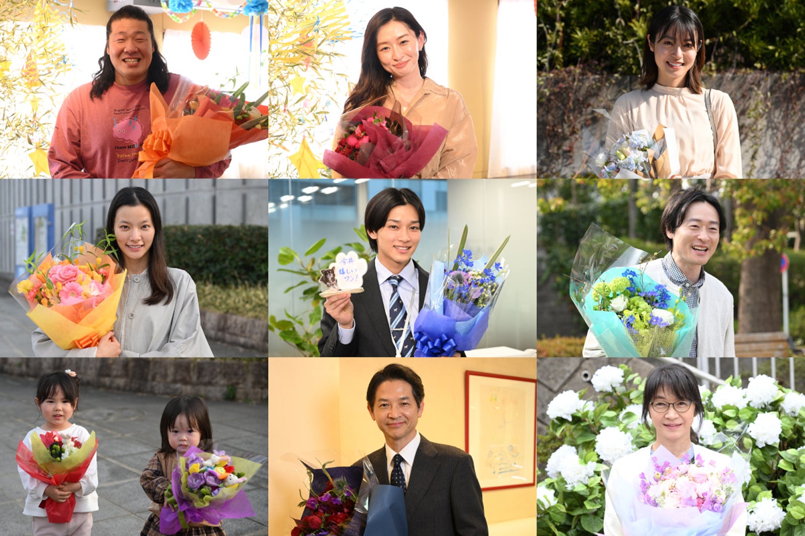 （上段左から）一ノ瀬ワタル、島袋寛子、田辺桃子（中段左から）織田梨沙、松本怜生、川西賢志郎（下段左から）永井花奈、五十嵐美桜、緒形直人、田中美佐子（C）TBS