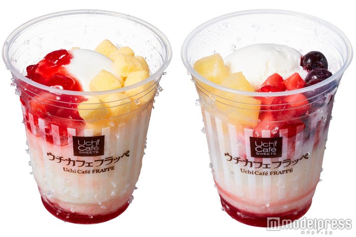 (左から)ストロベリーチーズケーキ、ミックスフルーツ ヨーグルト(殺菌)入り