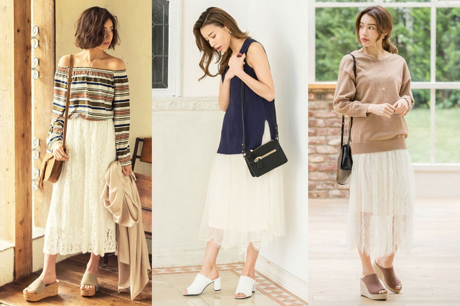 レーススカートが主役の“甘さ控えめ”だけどモテ度満点コーデ3選