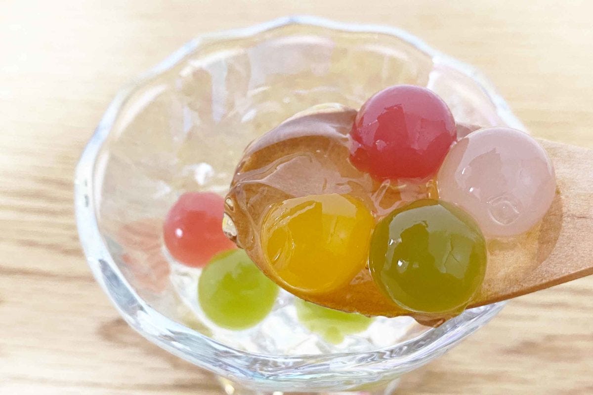 果汁たっぷりフルーツゼリーボールコンポート