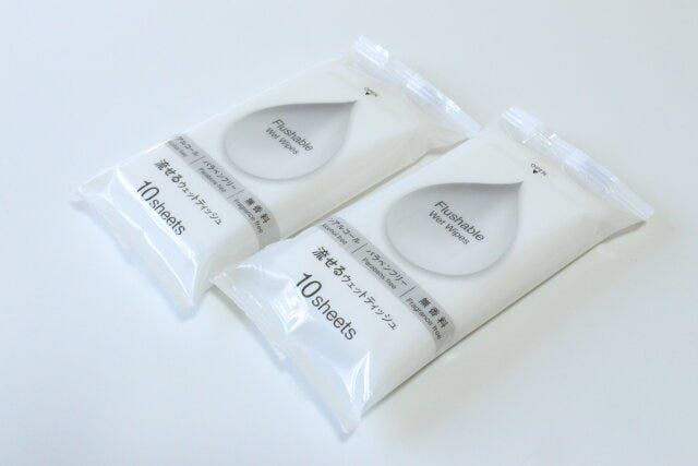 流せるウェットシート（10枚、2パック）　入り数