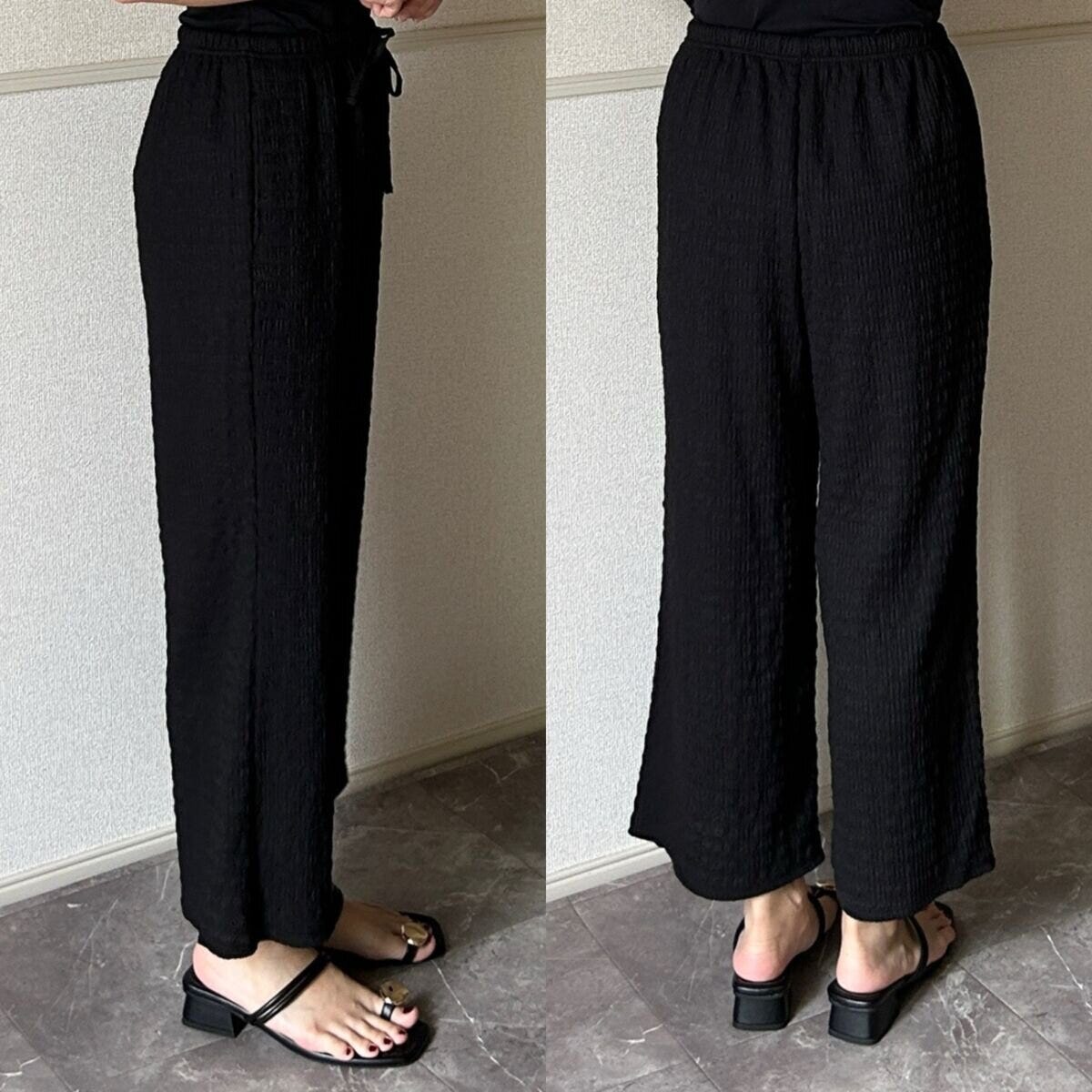 GU　シャーリングアンクルパンツ　サイドシルエット