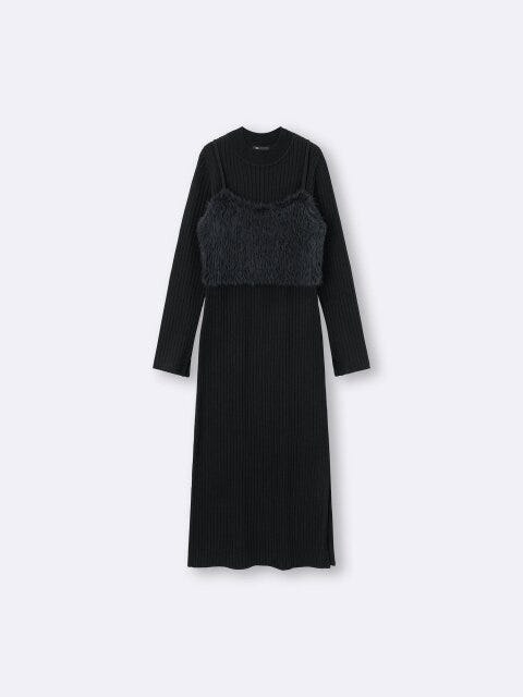 2025gu冬レディース2ピースビスチェセットワンピース