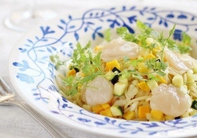 帆立とズッキーニのパスタ