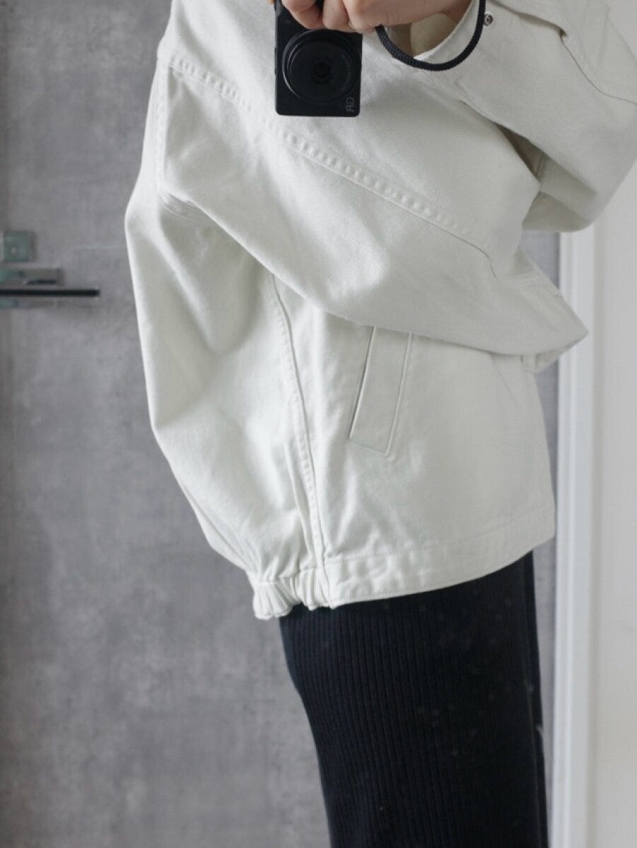 GUコットンジップアップジャケット　ウエスト脇ゴム仕様