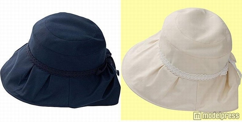 UVカット首すじガードリボン付き帽子