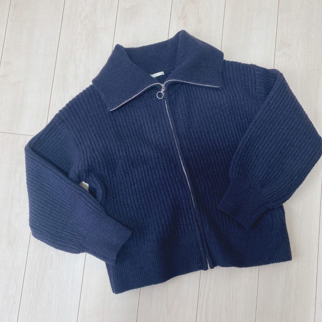 GU　ハーフジップ　ニット　ネイビー
