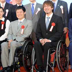 （左から）一ノ瀬メイ選手、国枝慎吾選手、池崎大輔選手、高桑早生選手