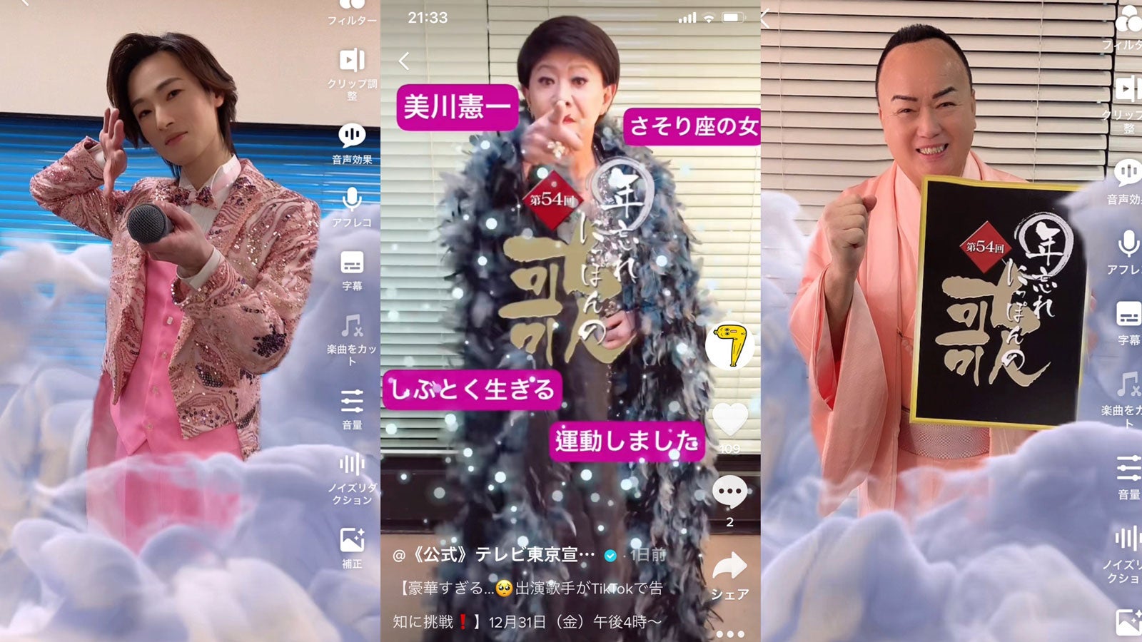 山内惠介、美川憲一、細川たかし （C）テレビ東京